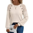 thumbnail image 1 of Dwralegc Fall Sweaters for Women 2025 Casual Long Sleeves Sweaters Lightweight Knitted Dressy Shirt Fashion Round Neck Fall Top Beige XL, 1 of 7