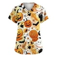 thumbnail image 1 of Dwralegc Halloween Orange Scrubs for Women Halloween Shirts Fun Nurse Uniforms Short Sleeve V-Neck Scrub Shirts Funny Pumpkins Printed Nurse Uniforms Orange L, 1 of 5