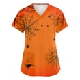 thumbnail image 1 of Dwralegc Halloween Saffron Scrubs for Women Plus Size Halloween Shirt Funny Spooky Season Scrub Shirts V Neck Short Sleeve Pumpkins Printed Fun Nurse Uniforms Navy L Saffron 4XL, 1 of 5