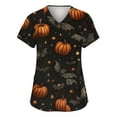 thumbnail image 1 of Dwralegc Halloween Scrub Tops Women Medical Scrubs Plus Size Short Sleeve Nursing Tops Fun V Neck Scrub Shirts Halloween Printed Nurse Uniforms Navy 4XL, 1 of 5