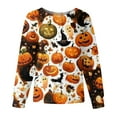 thumbnail image 1 of Dwralegc Halloween Womens Scrubs Jacket Long Sleeve Halloween Print Scrub Tops Snap Front Cute Plus Size Lab Coat Nursing Working Uniforms Orange M, 1 of 2