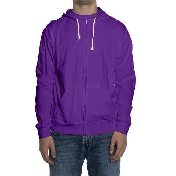 Dwralegc Jackets for Men Long Sleeve Zip Up Hooded Jacket Lightweight Drawstring Casual Hoodies Fall Solid Color Sport Coat with Pockets Purple M