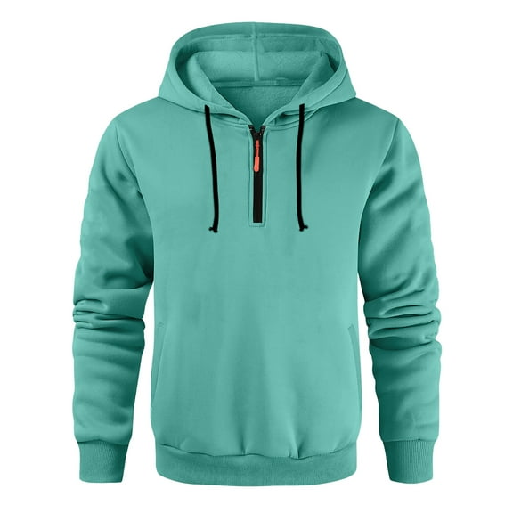 Dwralegc Men's Light Green Zip Up Hoodie Fleece Long Sleeves Pullover Hoodie Casual Zip-Up Drawstring Hooded Sweatshirts Fall Fashion Solid Color Hoody Tops with Kangaroo Pockets Light Green M