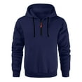thumbnail image 1 of Dwralegc Men's Navy Zip Up Hoodie Fleece Long Sleeves Pullover Hoodies Casual Quarter Zipper Drawstring Hooded Sweatshirts Fall Trendy Solid Color Hoody Top with Kangaroo Pockets Navy L, 1 of 5