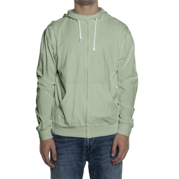 Dwralegc Mens Hoodies Long Sleeve Zip-Up Hooded Jacket Lightweight Drawstring Casual Hoodies Fall Solid Color Sport Coat with Pocket Light Green L