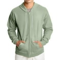thumbnail image 1 of Dwralegc Mens Hoodies Long Sleeved Zip Up Hooded Sweaters Lightweight Drawstring Casual Hoodie Fall Solid Color Sport Cotas with Pockets Light Green XL, 1 of 7