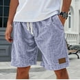 thumbnail image 1 of Dwralegc Mens Linen Shorts Elastic Waist Drawstring Beach Shorts Loose Lounge Knee Length Pants Lightweight Big and Tall Linen Shorts with Pockets Purple 2XL, 1 of 3