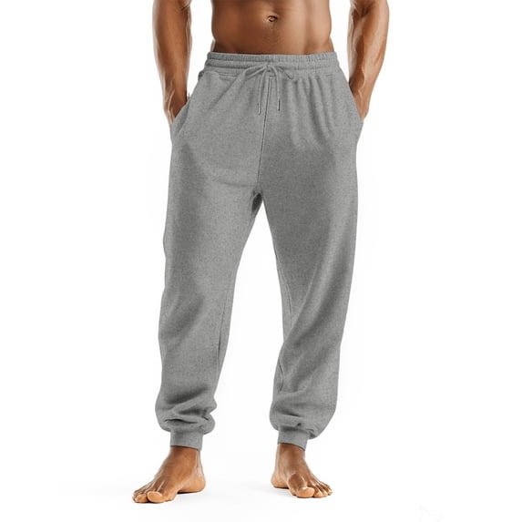 Dwralegc Mens Pants Big and Tall Lightweight Workout Pants Summer Solid Color Casual Pants Elastic Waist Drawstring Trouser with Pocket Gray XL