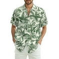 thumbnail image 1 of Dwralegc Mens Short Sleeve Button Down Shirts Henley Fashion Vacation Shirts Big & Tall Floral Tropical Print Tops Summer Short Sleeves Lapel Collar Outfit Mint Green L, 1 of 5