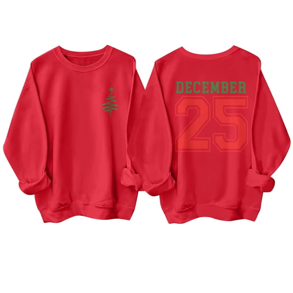 Dwralegc Merry Christmas Sweatshirt Women December 25 Graphic Xmas Fleece Shirts Casual Classic Sweatshirts Fall Winter Crewneck Pullover Tops Red S