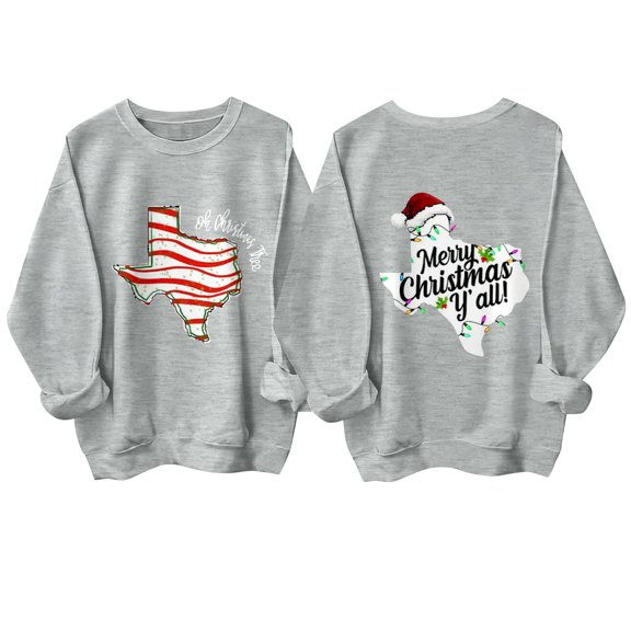 Dwralegc Merry Christmas Sweatshirt Women December 25 Graphic Xmas Long Sleeve Shirts Retro Classic Sweatshirts Fall Winter Crewneck Pullover Tops Gray XL