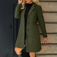 thumbnail image 1 of Dwralegc Pea Coats for Women Thicken Single Breasted Wool Blend Coats Trench Mid Long Casual Jackets Winter Balck Overcoat with Pockets Army Green S, 1 of 7