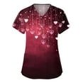 thumbnail image 1 of Dwralegc Printed Scrub Tops Women Plus Size Cute Tee Stretch Short Sleeve Heart Pattern V Neck Nurse Workwear with 2 Pockets Hot Pink 3XL, 1 of 5