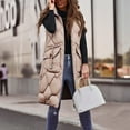 thumbnail image 1 of Dwralegc Puffer Vest Women Trendy Puffy Outfits Zip Up Quilted Fall Winter Warm Long Vest Sleeveless Solid Color Hooded Coat with Hood Khaki XL, 1 of 4