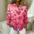 thumbnail image 1 of Dwralegc Shirts for Women Button Down Lapel Collar Blouses Loose Plus Size Heart Print Tops Casual Dressy Valentine Shirt Pink 2XL, 1 of 5