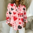 thumbnail image 1 of Dwralegc Shirts for Women Long Sleeve Button Down Clothes Lightweight Dressy Love Print Tops Casual Plus Valentine Shirt Pink XL, 1 of 5