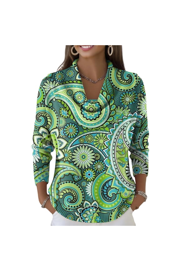 Sweater for Women Fashion Solid Color Jumper Knitted Tops Long Sleeve Blouses Cowl Neck Cozy Autumn and Winter Sweaters Light Green XL