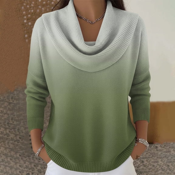 Dwralegc Sweater for Women Lightweight Multicolor Jumper Knit Pullover Long Sleeve Blouses Cowl Neck Cozy Winter Spring Sweater Army Green L