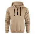 thumbnail image 1 of Dwralegc Sweatshirts for Men Fleece Long Sleeved Pullover Hoodie Casual Quarter Zipper Drawstring Hooded Sweatshirts Fall Trendy Solid Color Hoody Top with Kangaroo Pockets Khaki 2XL, 1 of 5