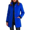 thumbnail image 1 of Dwralegc Trench Coat Jackets for Women Plus Size Trench Wool Coat Single Breasted Mid Long Dress Jackets & Coats Outerwear Balck Overcoat with Pockets Clearance Royal Blue M, 1 of 4