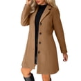 thumbnail image 1 of Dwralegc Trench Coat Womens Peacoat Casual Trench Wool Coats Single Breasted Mid Long Thicken Jackets Winter Balck Overcoat with Pockets Coffee L, 1 of 7
