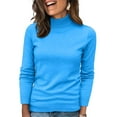 thumbnail image 1 of Dwralegc Turtleneck Tops for Women Sweaters Wool Basic Knit Pullover Sweater Soft Warm Hem Fall Winter Sweater Sky Blue XL, 1 of 5