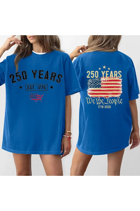 USA Shirt Women Short Sleeve USA Outfit American Flag Print Patriotic Apparel Casual T-Shirt Crewneck Plus Size Printed Tee Blue XL
