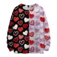 thumbnail image 1 of Dwralegc Valentine Clothes for Women Heart Print Lightweight Sweater Knitted Crew Neck Fashion Spring Plus Size Pullover Purple S, 1 of 4