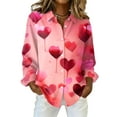thumbnail image 1 of Dwralegc Valentine Shirts Women Collared Long Sleeve Blouses Dressy Lightweight Love Print Tops Plus Size Loose Valentine Shirt Red M, 1 of 5