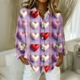 thumbnail image 1 of Dwralegc Valentine Shirts Women Long Sleeve Button Down Tops Casual Plus Heart Graphic Blouses Dressy Lightweight Holiday Shirts Purple M, 1 of 5
