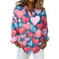 thumbnail image 1 of Dwralegc Valentine Shirts for Women Collared Button Down Blouses Dressy Plus Size Love Print Tops Plus Lightweight Holiday Shirt Blue 2XL, 1 of 5