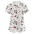 thumbnail image 1 of Dwralegc Valentine's Day Scrub Tops for Women Plus Size Oversized Tee Stretch V Neck Love Heart Print Short Sleeve Nurse Workwear with 2 Pockets White L, 1 of 5