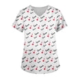 thumbnail image 1 of Dwralegc Valentines Day Scrub Tops Women Cute Comfortable T Shirts with 2 Pockets Short Sleeve Love Heart Print V Neck Nursing Workwear Stretch White 3XL, 1 of 5