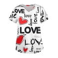 thumbnail image 1 of Dwralegc Valentines Day Scrub Tops Women Plus Size Cute Shirts Stretch Short Sleeve Love Heart Print V Neck Nurse Workwear with 2 Pockets Wine XL, 1 of 5