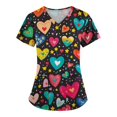 thumbnail image 1 of Dwralegc Valentines Day Scrub Uniforms Women Plus Size Working Shirts Stretch V Neck Heart Pattern Short Sleeve Nursing Uniform with 2 Pockets Sky Blue L, 1 of 3