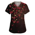 thumbnail image 1 of Dwralegc Valentines Day Tops for Women Oversized Lightweight T Shirts with 2 Pockets Short Sleeve Love Heart Print V Neck Nursing Workwear Stretch Deep Red M, 1 of 5