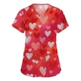 thumbnail image 1 of Dwralegc Valentines Day Tops for Women Short Sleeve T Shirts Love Heart Print V Neck Nursing Plus Size Tee Stretch Uniform Watermelon Red M, 1 of 5