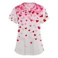 thumbnail image 1 of Dwralegc Valentines Day Tops for Women V Neck T Shirts Love Heart Print Short Sleeve Nursing Comfortable Tee Stretch Workwear Hot Pink 2XL, 1 of 5