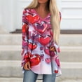 thumbnail image 1 of Dwralegc Valentines Shirts for Women Loose Fit V- Neck Plus Size Tops 2026 Casual T Shirts Heart Print Long Sleeve Blouses Light Purple 2XL, 1 of 5