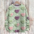 thumbnail image 1 of Dwralegc Valentines Sweater for Women Heart Print Cute Sweater Crew Neck Knitted Plus Size 2026 Casual Pullover Light Green S, 1 of 4