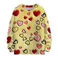 thumbnail image 1 of Dwralegc Valentines Sweater for Women Heart Print Plus Size Sweater Long Sleeve Crew Neck Casual Valentine Lightweight Pullover Yellow XL, 1 of 4