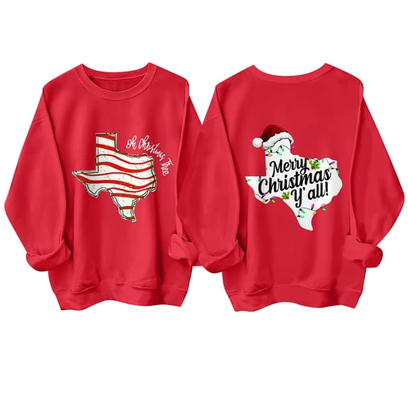 Dwralegc Vintage Christmas Sweatshirt Women December 25 Graphic Print Xmas Crewneck Pullover Tops Classic Funny Sweatshirts Fall Long Sleeve Pullover Red S