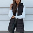 thumbnail image 1 of Dwralegc Women Long Vest Fashion Trendy Outfits Zip Up Sleeveless Fall Winter Puffy Hooded Vest Quilted Solid Color Long Coat with Pockets Black M, 1 of 7
