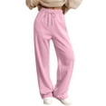thumbnail image 1 of Dwralegc Women Sweatpants Fleece Winter Baaggy Wide Leg Drawstring Pants Elastic Waist Casual Athletic Sweatpant with Pockets Pink L, 1 of 4