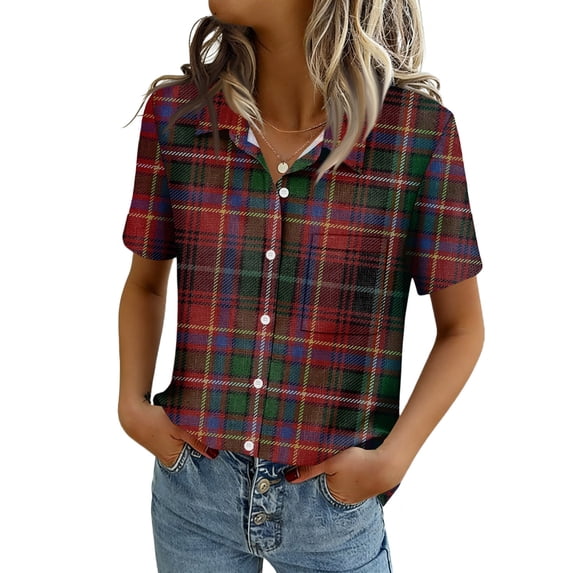 Dwralegc Women's Clothing V Neck Button Down Shirts Work Business Casual Outfits Dressy Summer Spring Solid Color Short Sleeve Blouses Wine 2XL
