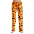 thumbnail image 1 of Dwralegc Women's Halloween Pajama Pants Long Bottoms Lounge Pajamas Pants Elastic Waist Funny Halloween Print Soft Pjs Pants Orange S, 1 of 4