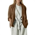 thumbnail image 1 of Dwralegc Women's Linen Cardigan Open Front Linen Loose Shirts Lightweight Shawls Wraps Cardigan Summer Fall Cover Ups Casual Outfits Brown S, 1 of 6
