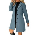thumbnail image 1 of Dwralegc Women's Mid-Long Pea Coats Thicken Stand Collar Winter Coats Single Breasted Mid Long Wool Blend Jackets & Coats Plus Size Balck Overcoat with Pockets Navy 2XL, 1 of 7