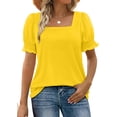 thumbnail image 1 of Dwralegc Women's Tops, Tees & Blouses Square Neck Cute Ruffle Trim Sleeve Shirts Trendy Loose Fit Summer Dressy Casual Tops Yellow M, 1 of 5