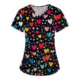 thumbnail image 1 of Dwralegc Women's Valentines Printed Scrub Tops V Neck Top Love Heart Print Short Sleeve Nurse Comfortable Shirt Stretch Workwear Red M, 1 of 3